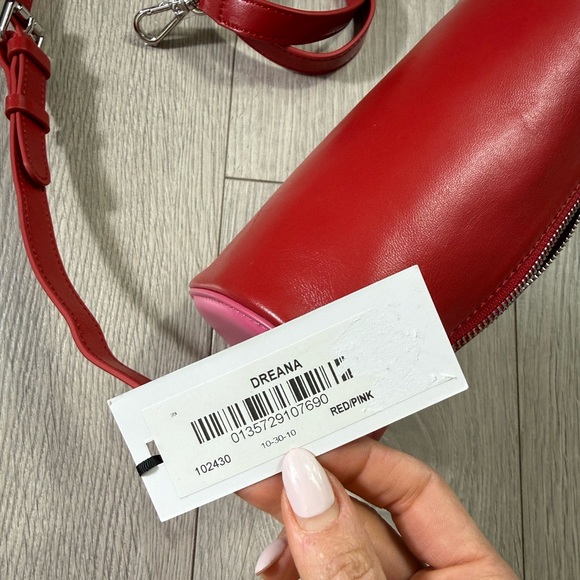 Danier Dreana Tubular Heart Round Bag Red Pink - Picture 7 of 16